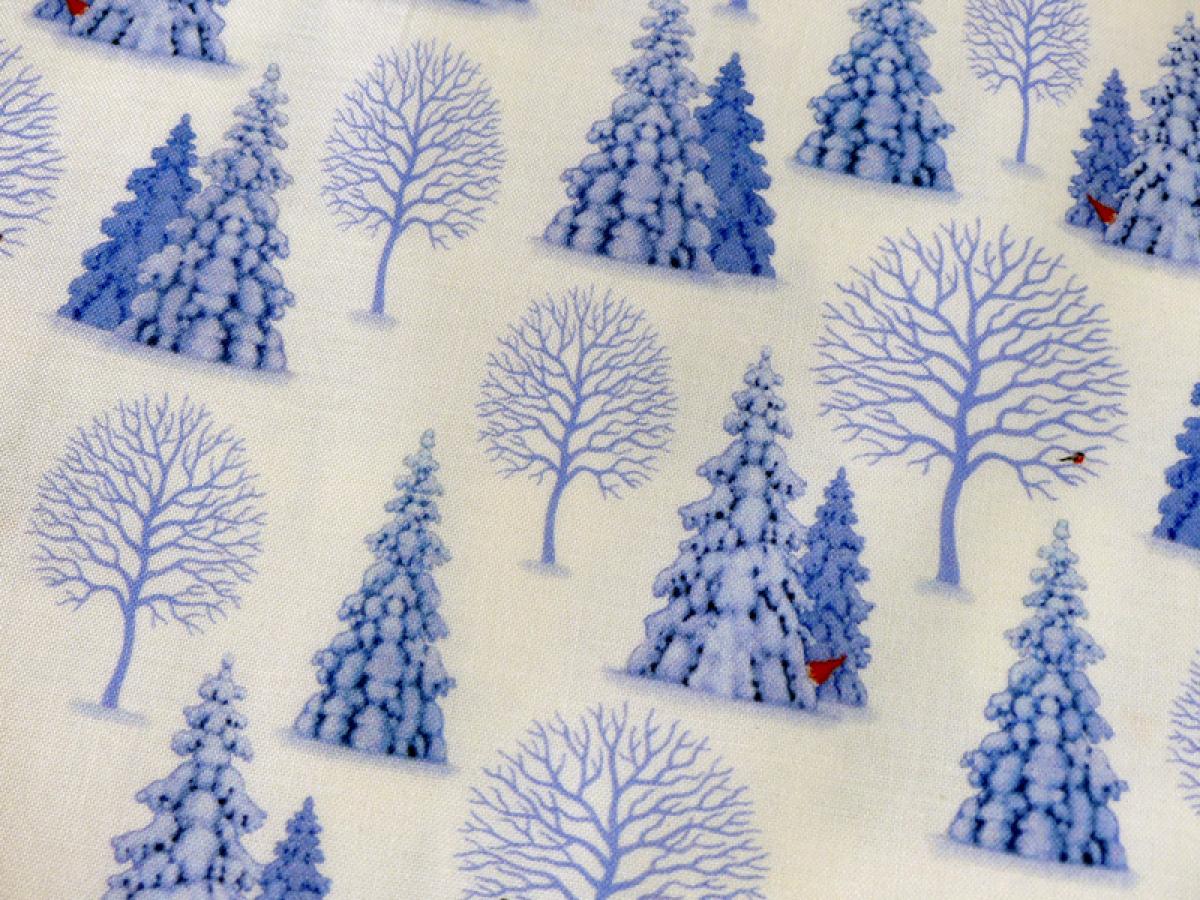 Patchworkstoff Tomtens Village Winterwald Detailansicht